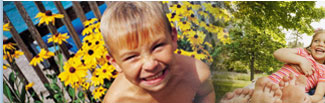 Smiling boy in garden